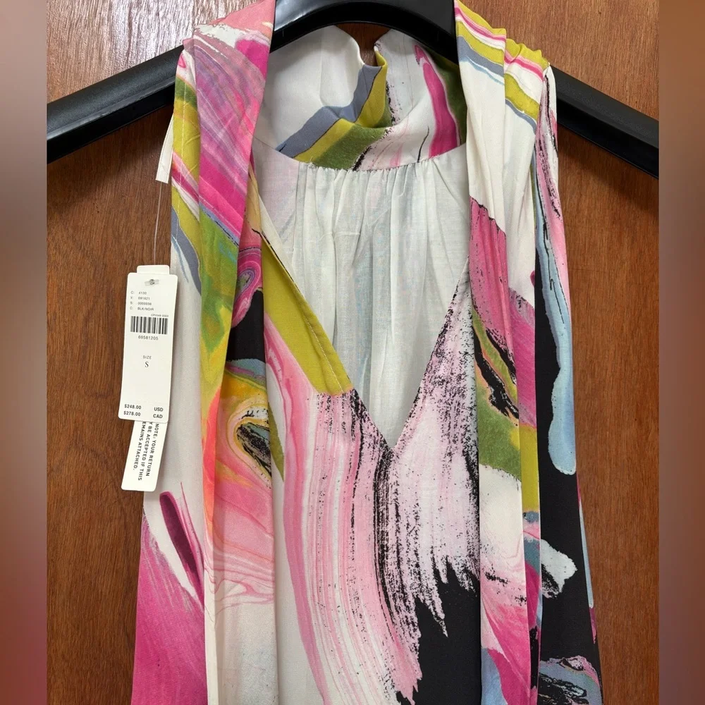 Anthropologie Multicolor Asymmetrical Shell 100% Silk Dress - Picture 10 of 16